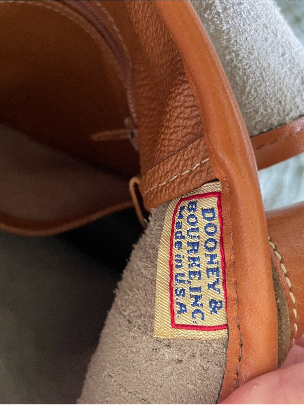 Dooney & Bourke Beige Pebbled Leather Crossbody with Tan Trim - Picture 10 of 16